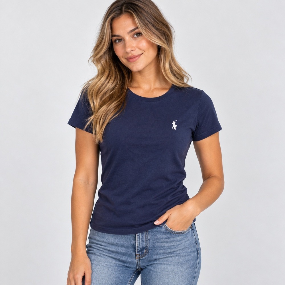 Polo Ralph Lauren Navy Blue Short Sleeve Crew Neck Cotton T-Shirt Pony Logo M
